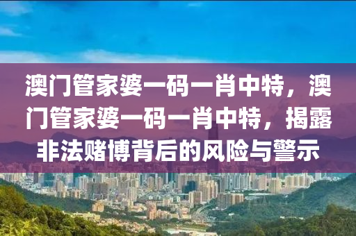 澳门管家婆一码一肖中特，澳门管家婆一码一肖中特，揭露非法赌博背后的风险与警示