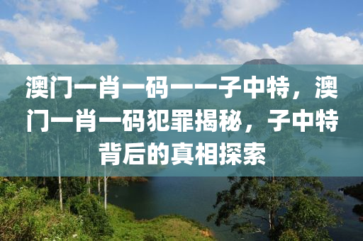 澳门一肖一码一一子中特，澳门一肖一码犯罪揭秘，子中特背后的真相探索