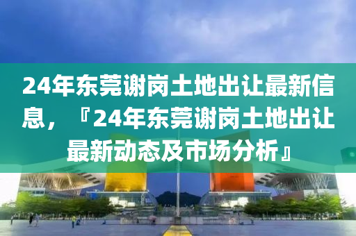 24年东莞谢岗土地出让最新信息，『24年东莞谢岗土地出让最新动态及市场分析』