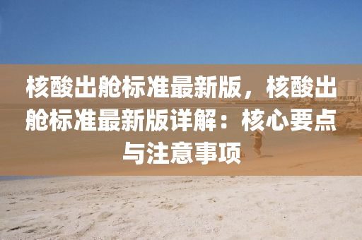 核酸出舱标准最新版，核酸出舱标准最新版详解：核心要点与注意事项