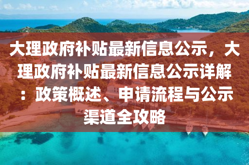 大理政府补贴最新信息公示，大理政府补贴最新信息公示详解：政策概述、申请流程与公示渠道全攻略