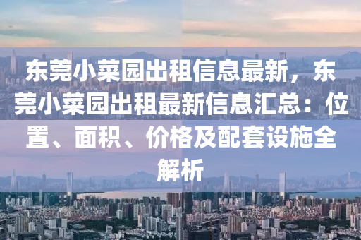 东莞小菜园出租信息最新，东莞小菜园出租最新信息汇总：位置、面积、价格及配套设施全解析