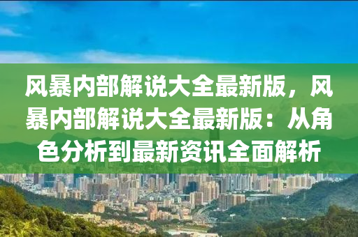风暴内部解说大全最新版，风暴内部解说大全最新版：从角色分析到最新资讯全面解析