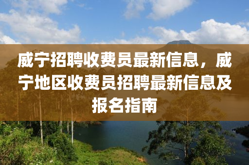威宁招聘收费员最新信息，威宁地区收费员招聘最新信息及报名指南