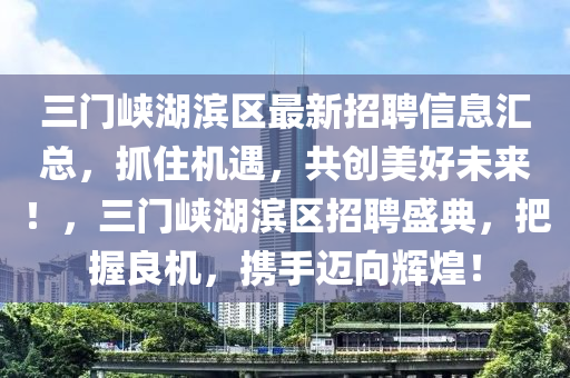 三门峡湖滨区最新招聘信息汇总，抓住机遇，共创美好未来！，三门峡湖滨区招聘盛典，把握良机，携手迈向辉煌！