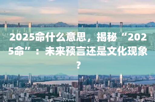 2025命什么意思，揭秘“2025命”：未来预言还是文化现象？