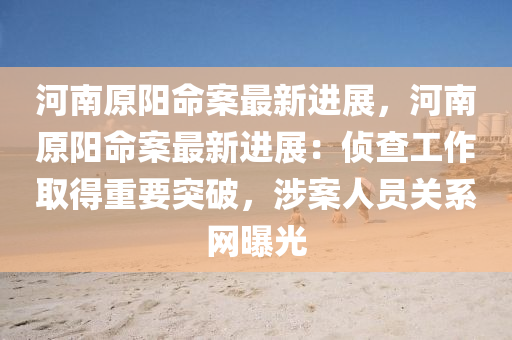 河南原阳命案最新进展，河南原阳命案最新进展：侦查工作取得重要突破，涉案人员关系网曝光