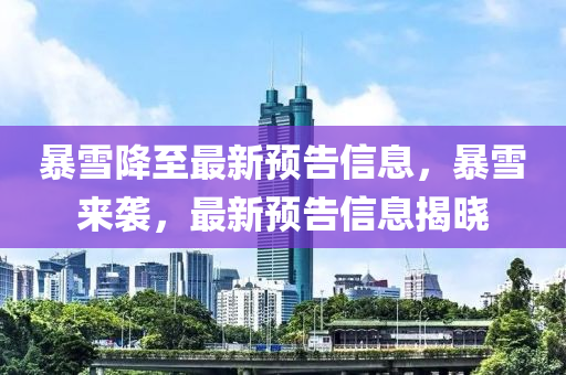 暴雪降至最新预告信息，暴雪来袭，最新预告信息揭晓