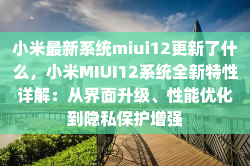 小米最新系统miui12更新了什么，小米MIUI12系统全新特性详解：从界面升级、性能优化到隐私保护增强