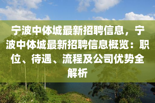 宁波中体城最新招聘信息，宁波中体城最新招聘信息概览：职位、待遇、流程及公司优势全解析