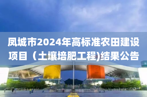 凤城市2024年高标准农田建设项目（土壤培肥工程)结果公告