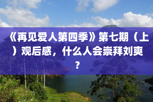 《再见爱人第四季》第七期（上）观后感，什么人会崇拜刘爽？