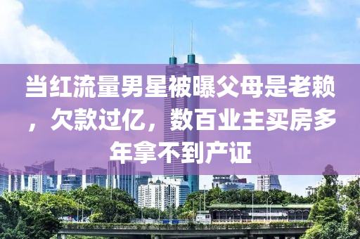 当红流量男星被曝父母是老赖，欠款过亿，数百业主买房多年拿不到产证