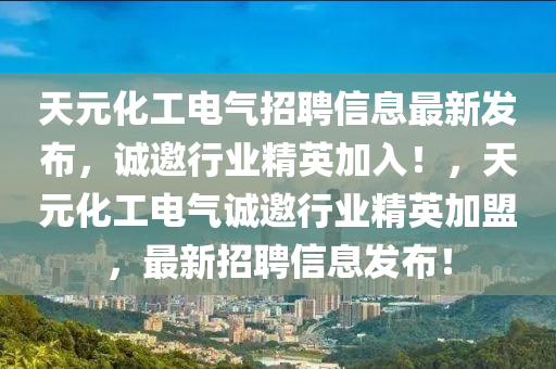 天元化工电气招聘信息最新发布，诚邀行业精英加入！，天元化工电气诚邀行业精英加盟，最新招聘信息发布！