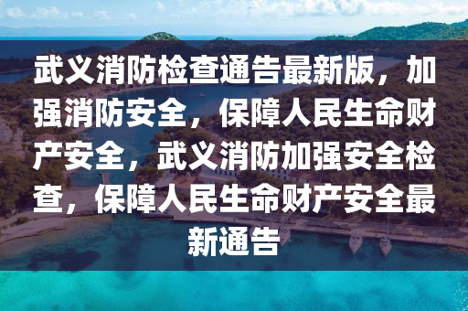 武义消防检查通告最新版，加强消防安全，保障人民生命财产安全，武义消防加强安全检查，保障人民生命财产安全最新通告