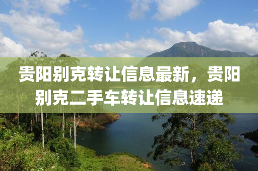 贵阳别克转让信息最新，贵阳别克二手车转让信息速递