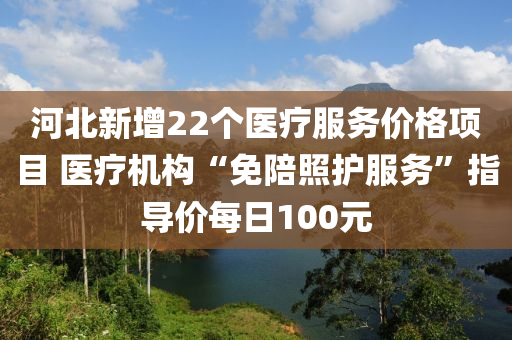 河北新增22个医疗服务价格项目 医疗机构“免陪照护服务”指导价每日100元