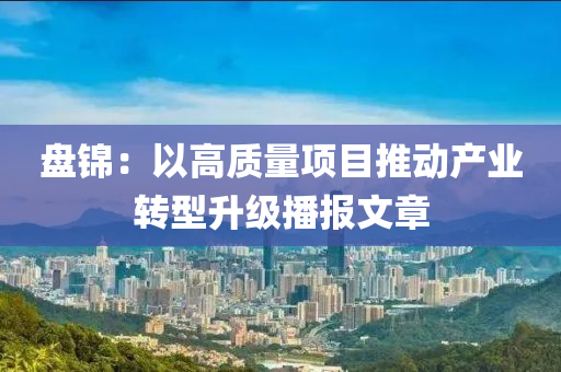 盘锦：以高质量项目推动产业转型升级播报文章