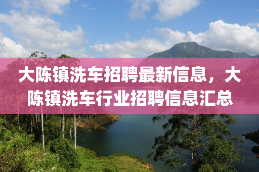 大陈镇洗车招聘最新信息，大陈镇洗车行业招聘信息汇总