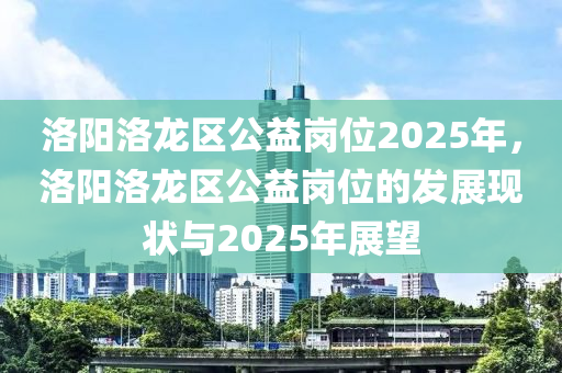 洛阳洛龙区公益岗位2025年，洛阳洛龙区公益岗位的发展现状与2025年展望
