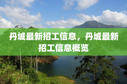 丹城最新招工信息，丹城最新招工信息概览