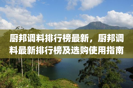 厨邦调料排行榜最新，厨邦调料最新排行榜及选购使用指南