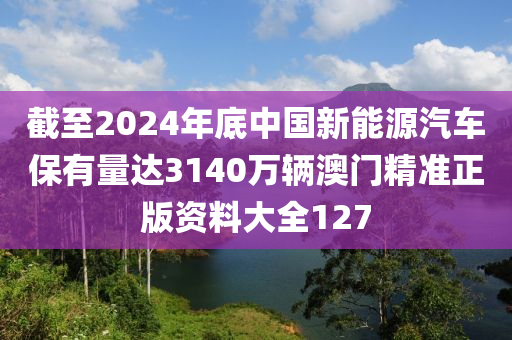 截至2024年底中国新能源汽车保有量达3140万辆澳门精准正版资料大全127