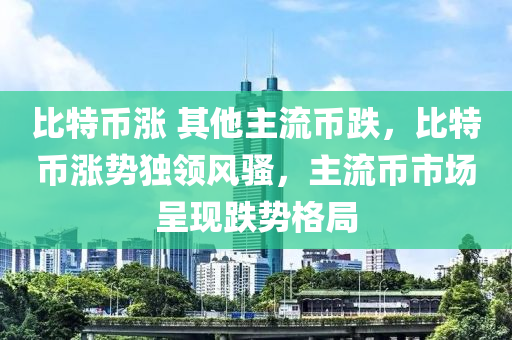 比特币涨 其他主流币跌，比特币涨势独领风骚，主流币市场呈现跌势格局