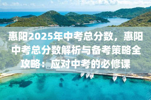 惠阳2025年中考总分数，惠阳中考总分数解析与备考策略全攻略：应对中考的必修课
