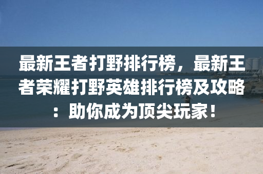 最新王者打野排行榜，最新王者荣耀打野英雄排行榜及攻略：助你成为顶尖玩家！