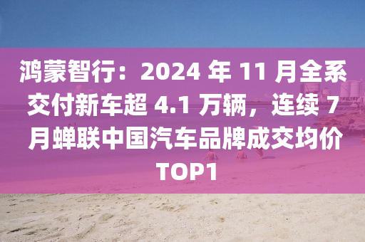 鸿蒙智行：2024 年 11 月全系交付新车超 4.1 万辆，连续 7 月蝉联中国汽车品牌成交均价 TOP1