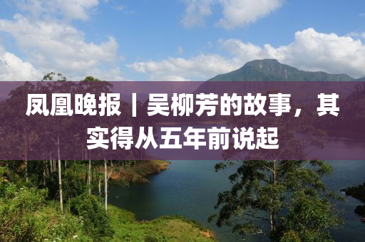 凤凰晚报｜吴柳芳的故事，其实得从五年前说起