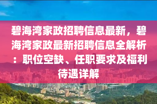 碧海湾家政招聘信息最新，碧海湾家政最新招聘信息全解析：职位空缺、任职要求及福利待遇详解