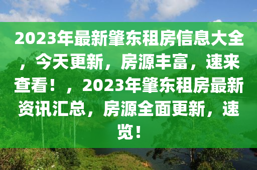 2023年最新肇东租房信息大全，今天更新，房源丰富，速来查看！，2023年肇东租房最新资讯汇总，房源全面更新，速览！