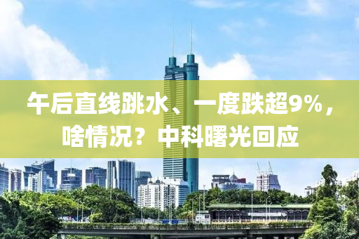 午后直线跳水、一度跌超9%，啥情况？中科曙光回应