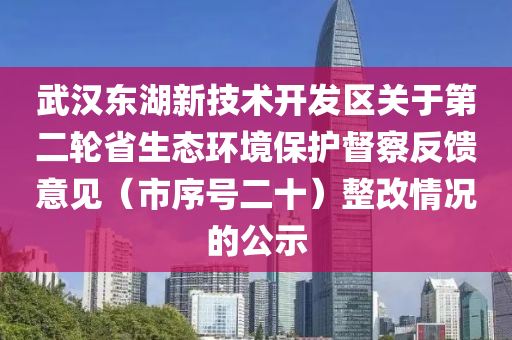 武汉东湖新技术开发区关于第二轮省生态环境保护督察反馈意见（市序号二十）整改情况的公示