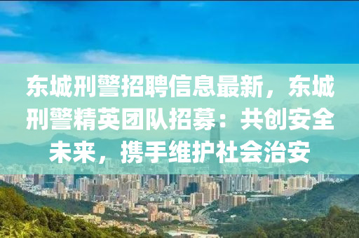 东城刑警招聘信息最新，东城刑警精英团队招募：共创安全未来，携手维护社会治安