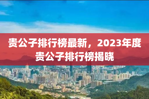 贵公子排行榜最新，2023年度贵公子排行榜揭晓