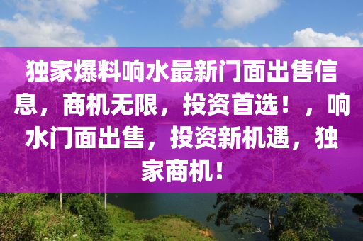 独家爆料响水最新门面出售信息，商机无限，投资首选！，响水门面出售，投资新机遇，独家商机！