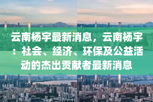 云南杨宇最新消息，云南杨宇：社会、经济、环保及公益活动的杰出贡献者最新消息