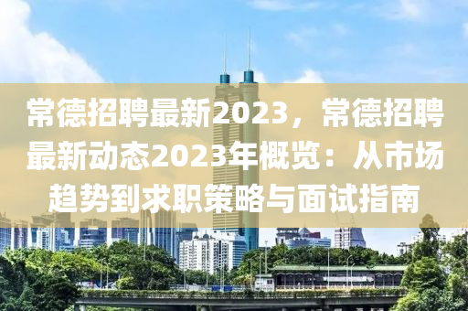 常德招聘最新2023，常德招聘最新动态2023年概览：从市场趋势到求职策略与面试指南