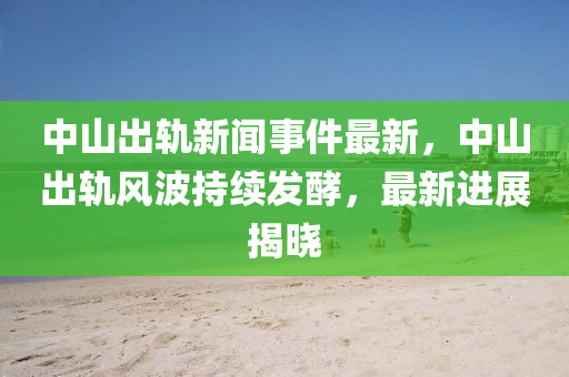 中山出轨新闻事件最新，中山出轨风波持续发酵，最新进展揭晓