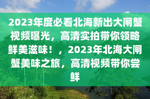 2023年度必看北海新出大闸蟹视频曝光，高清实拍带你领略鲜美滋味！，2023年北海大闸蟹美味之旅，高清视频带你尝鲜