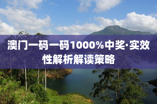 澳门一码一码1000%中奖·实效性解析解读策略