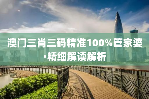 澳门三肖三码精准100%管家婆·精细解读解析
