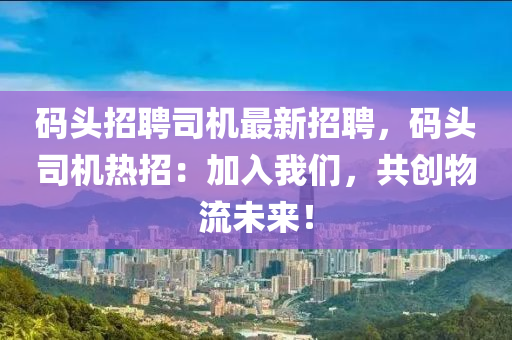 码头招聘司机最新招聘，码头司机热招：加入我们，共创物流未来！