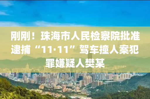 刚刚！珠海市人民检察院批准逮捕“11·11”驾车撞人案犯罪嫌疑人樊某