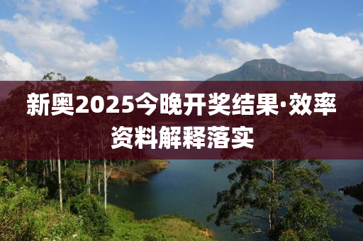 新奥2025今晚开奖结果·效率资料解释落实