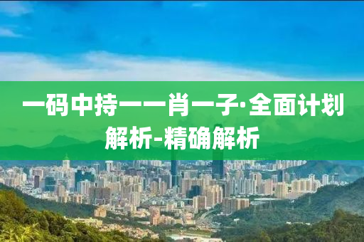 一码中持一一肖一子·全面计划解析-精确解析