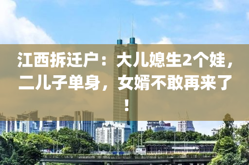 江西拆迁户：大儿媳生2个娃，二儿子单身，女婿不敢再来了！